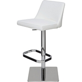 Rome Adjustable Height Bar or Counter Stool in White Naugahyde